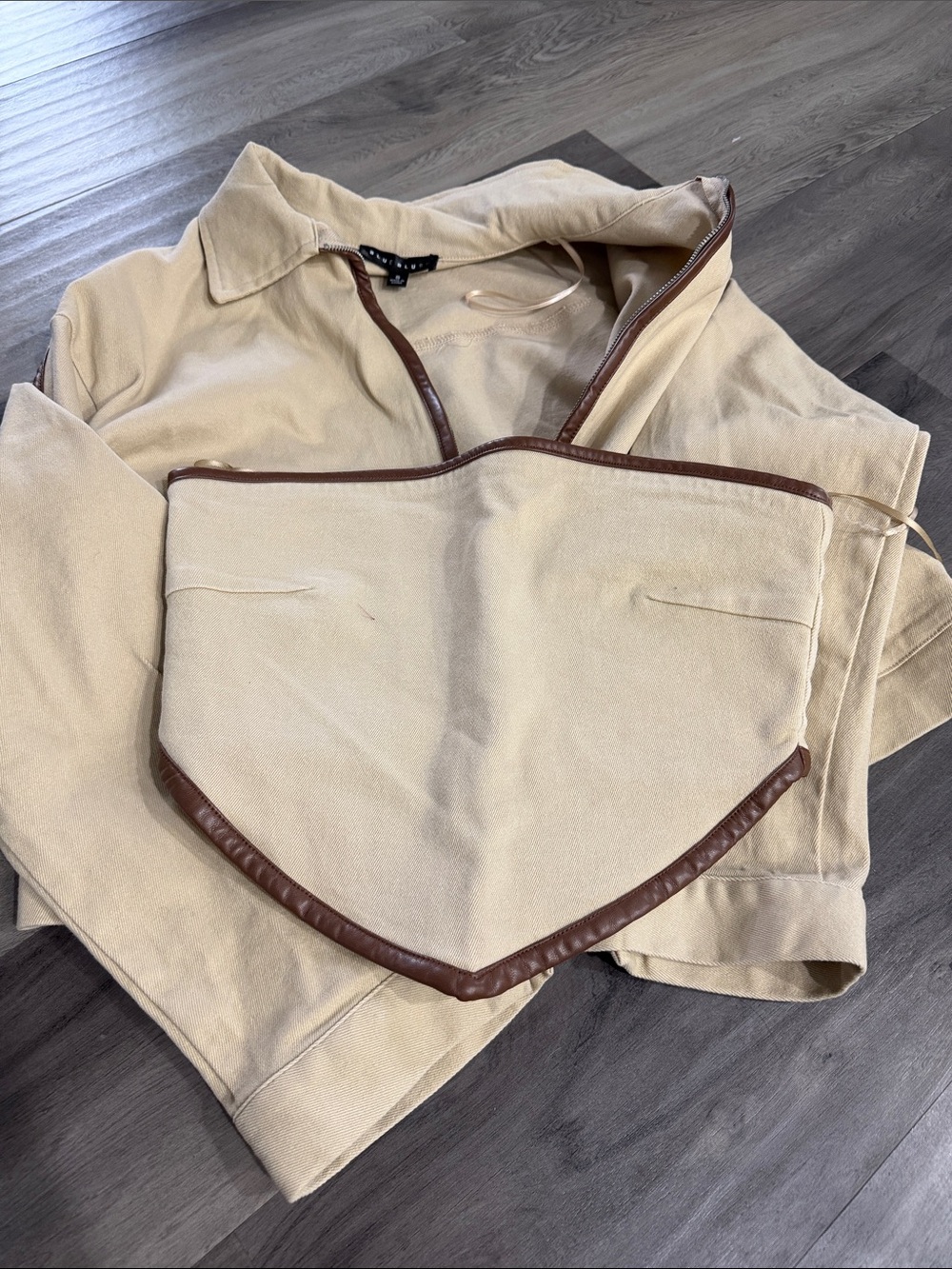 Women's Cream jacket with Brown Trim - & matching corset Classic Casual